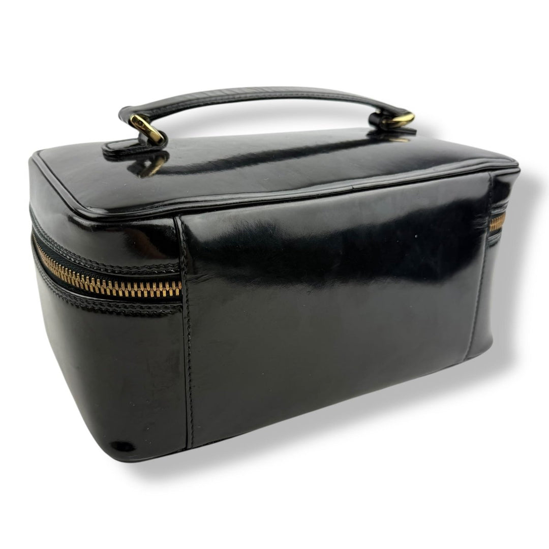 Gucci Black Patent Bamboo Vanity Bag - Lux Central