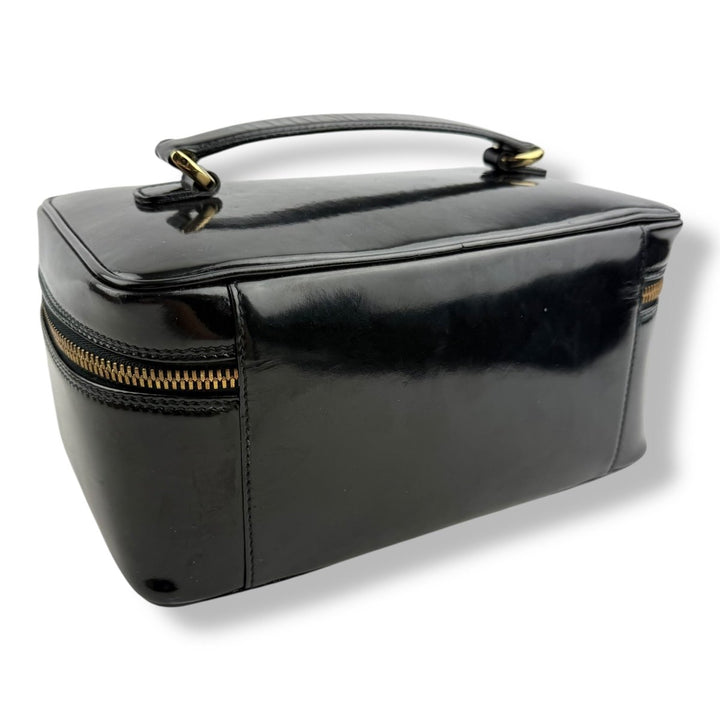 Gucci Black Patent Bamboo Vanity Bag - Lux Central