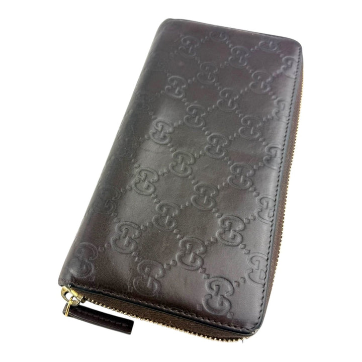 Gucci Brown Leather Zip Around Wallet - Lux Central