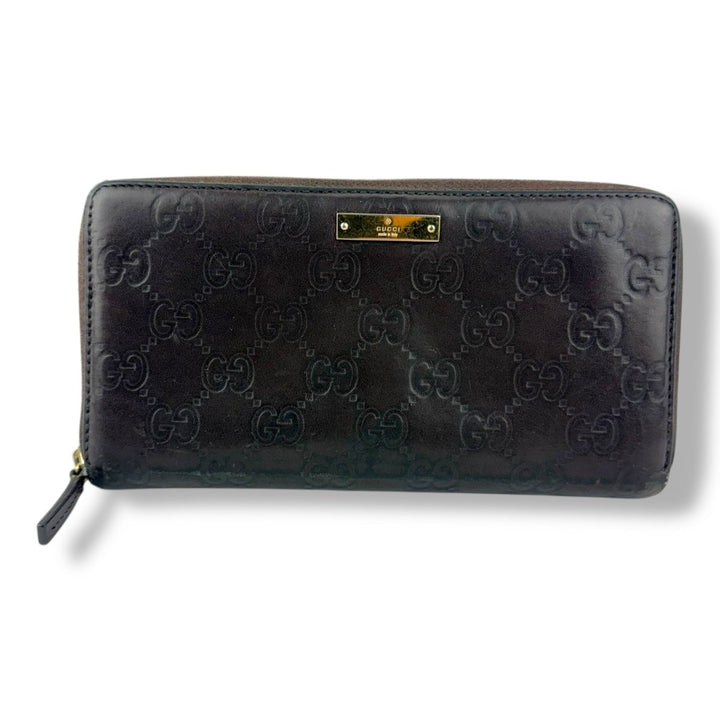 Gucci Brown Leather Zip Around Wallet - Lux Central