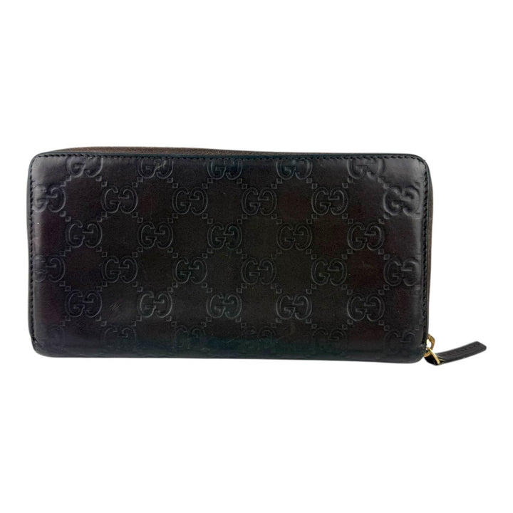 Gucci Brown Leather Zip Around Wallet - Lux Central