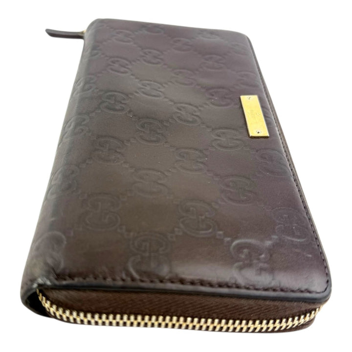 Gucci Brown Leather Zip Around Wallet - Lux Central
