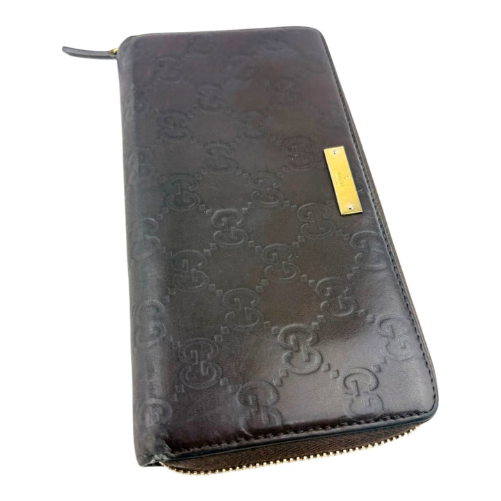 Gucci Brown Leather Zip Around Wallet - Lux Central