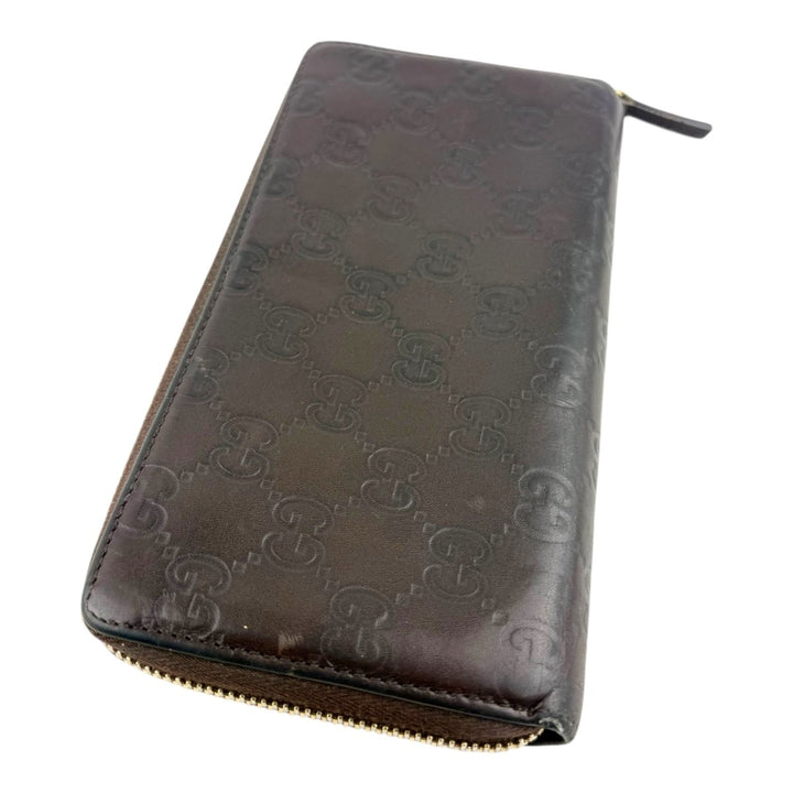 Gucci Brown Leather Zip Around Wallet - Lux Central