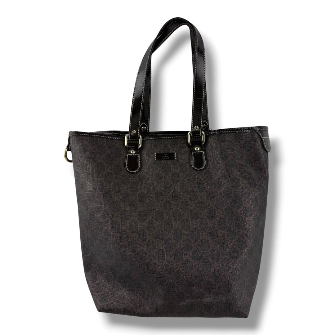 Gucci Brown Monogram Canvas Tote Handbag - Lux Central