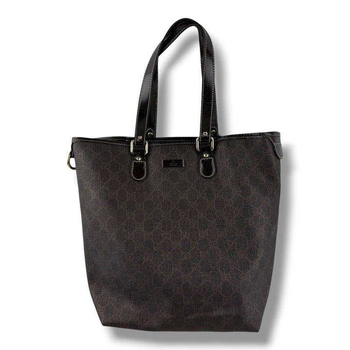 Gucci Brown Monogram Canvas Tote Handbag - Lux Central