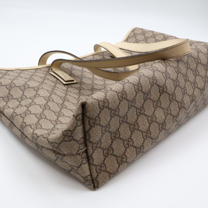 Gucci Canvas Beige\White Tote Handbag - Lux Central