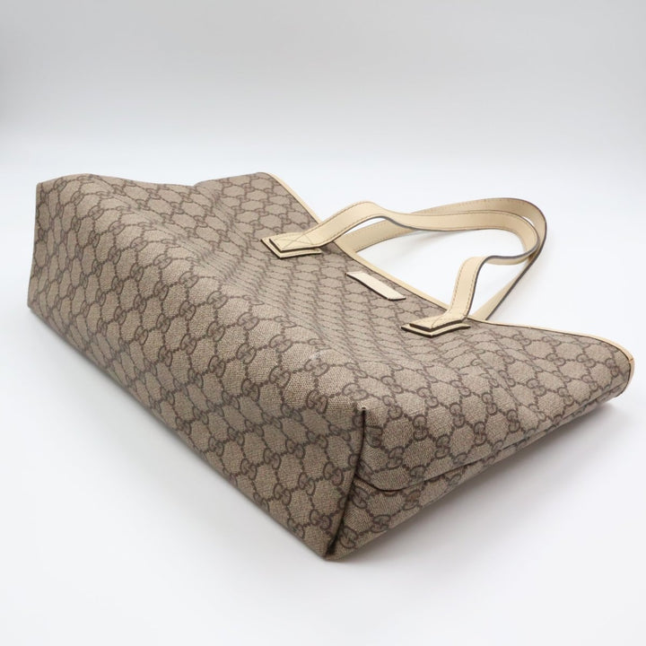 Gucci Canvas Beige\White Tote Handbag - Lux Central