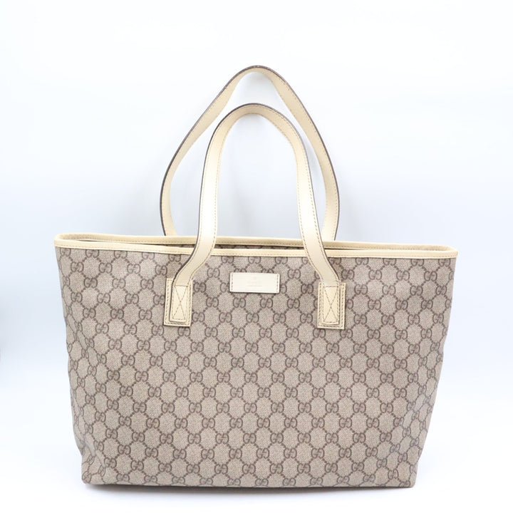 Gucci Canvas Beige\White Tote Handbag - Lux Central