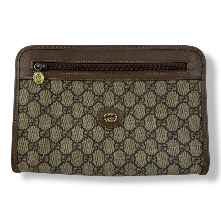 Gucci Canvas GG Monogram Beige Clutch Pouch Bag - Lux Central