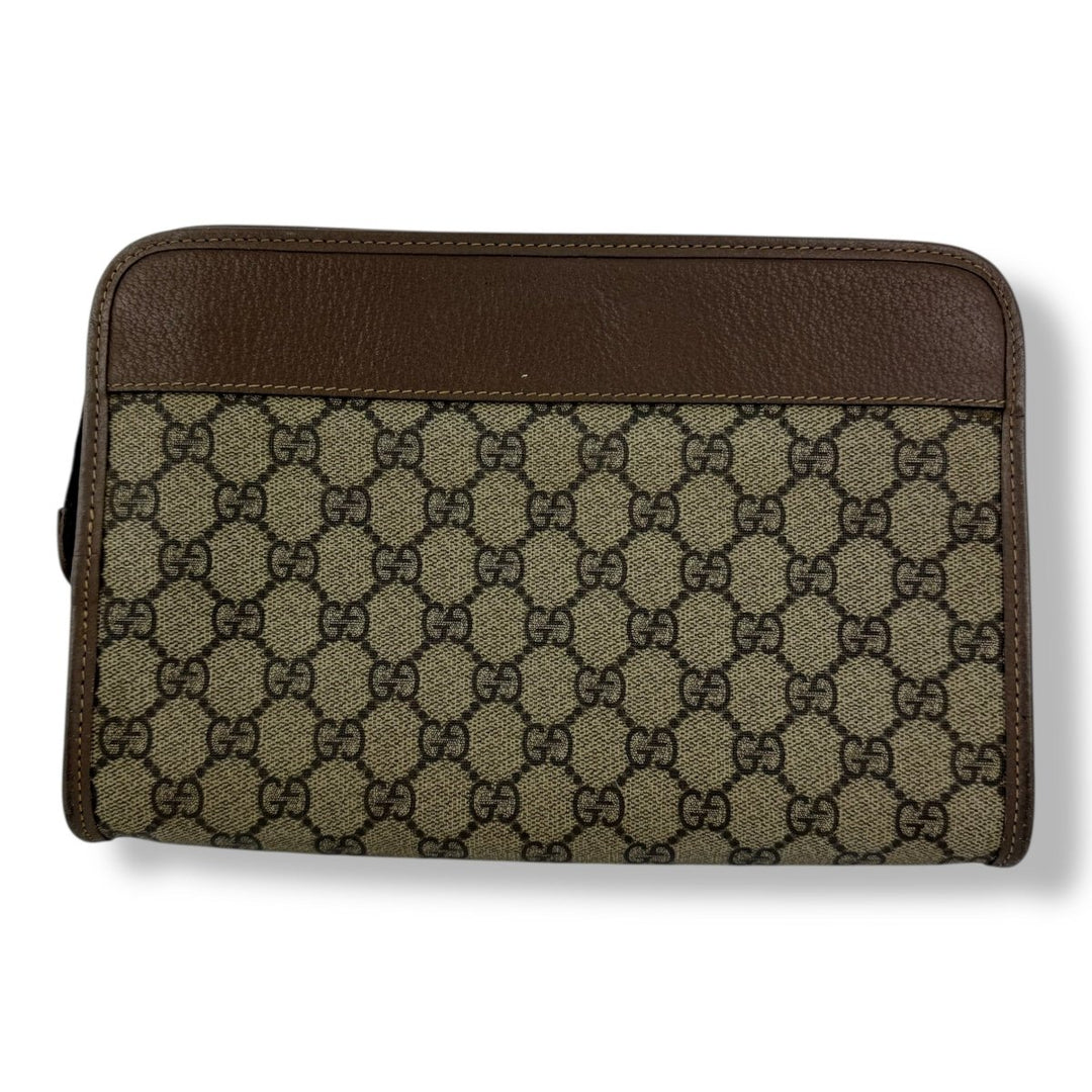 Gucci Canvas GG Monogram Beige Clutch Pouch Bag - Lux Central