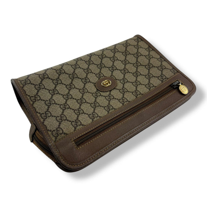 Gucci Canvas GG Monogram Beige Clutch Pouch Bag - Lux Central