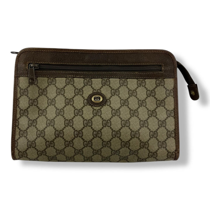 Gucci Canvas GG Monogram Beige Clutch Pouch Bag - Lux Central