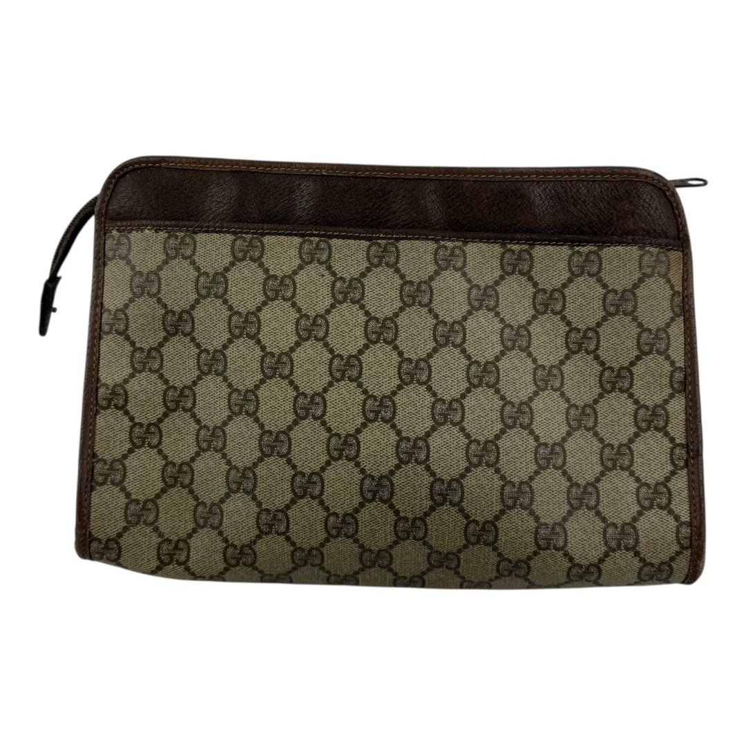 Gucci Canvas GG Monogram Beige Clutch Pouch Bag - Lux Central