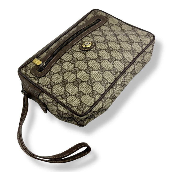 Gucci Canvas GG Monogram Beige Clutch Pouch Bag - Lux Central