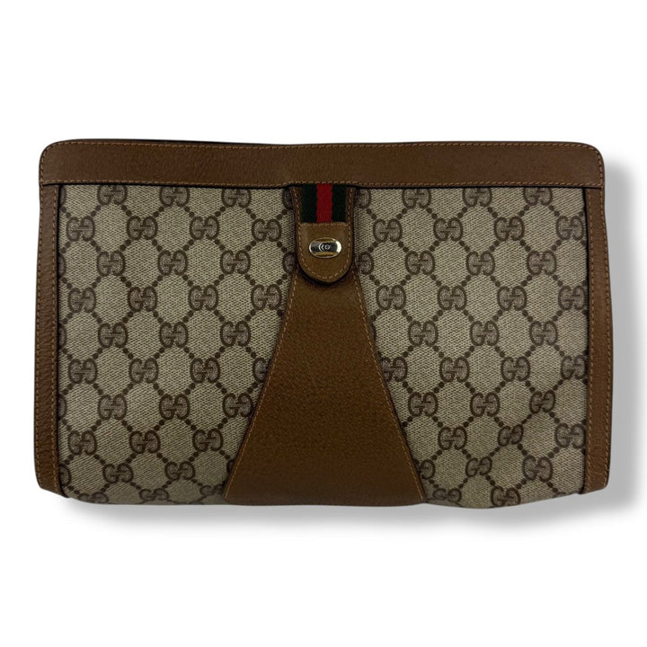 Gucci Canvas GG Monogram Beige Clutch Pouch Bag - Lux Central