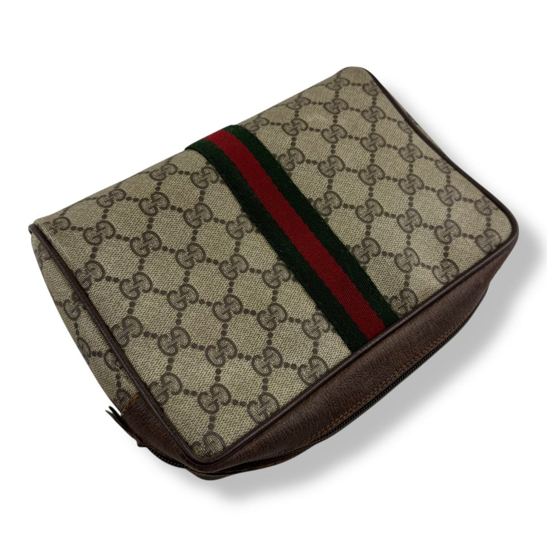 Gucci Canvas GG Monogram Beige Clutch Pouch Bag - Lux Central