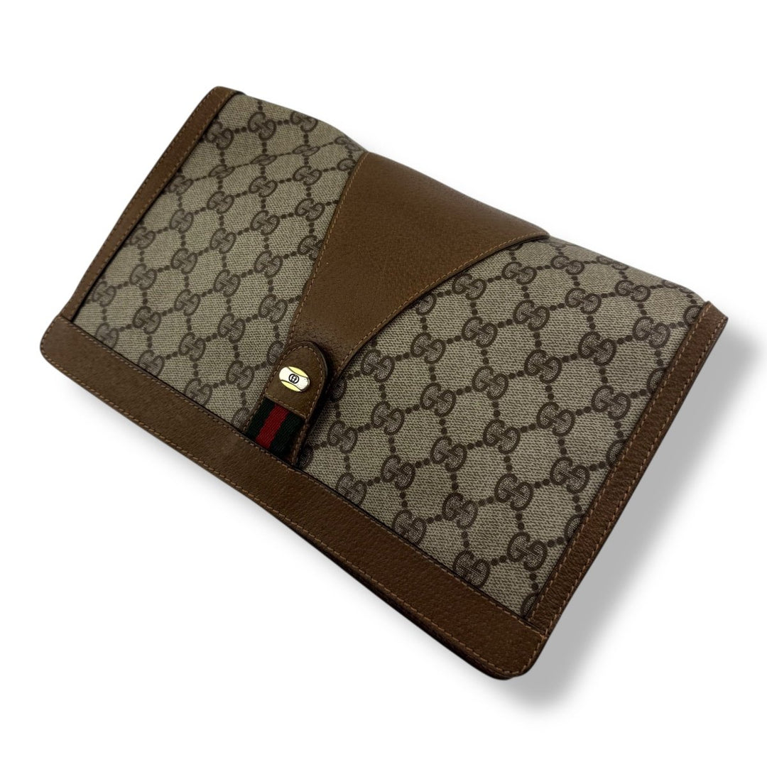 Gucci Canvas GG Monogram Beige Clutch Pouch Bag - Lux Central