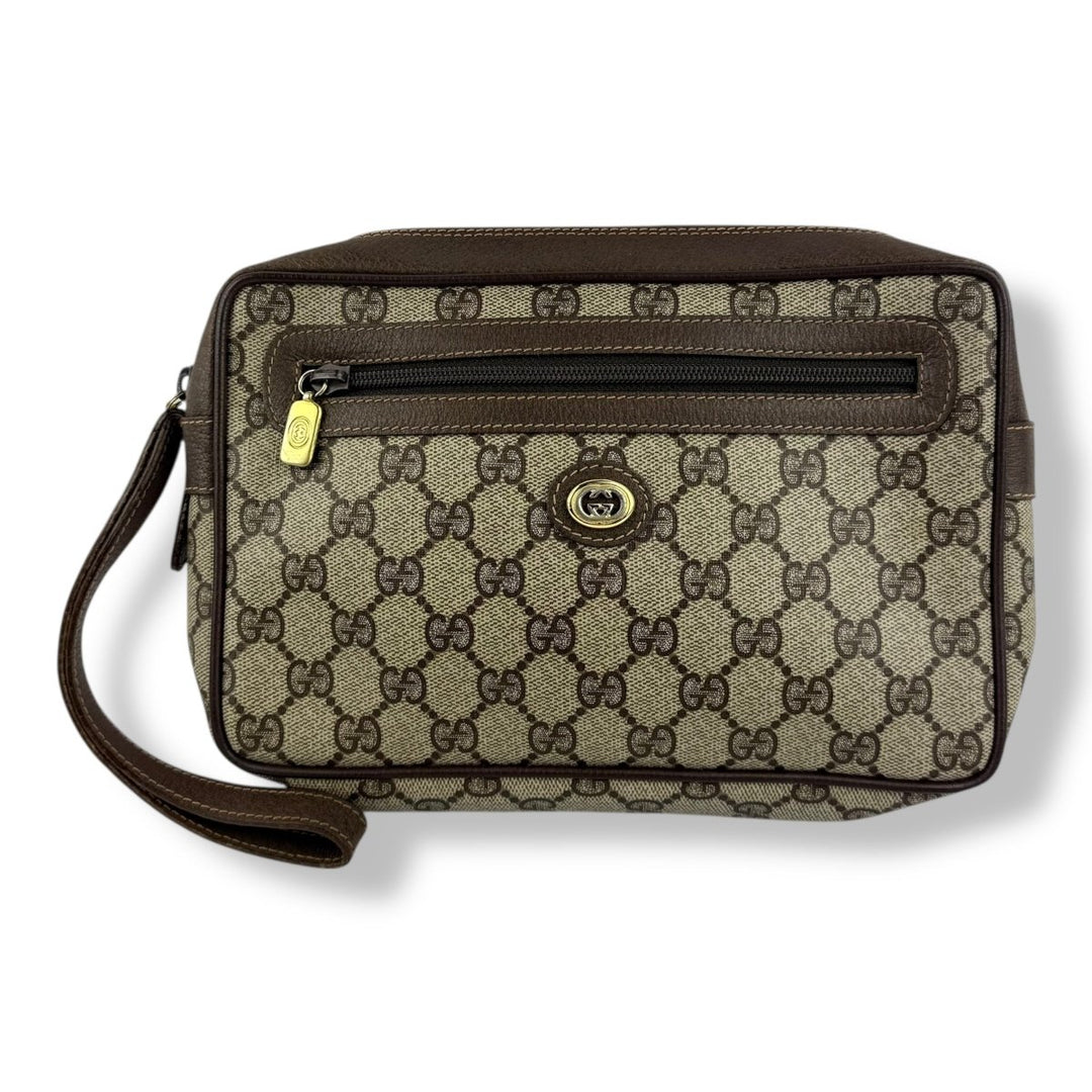 Gucci Canvas GG Monogram Beige Clutch Pouch Bag - Lux Central