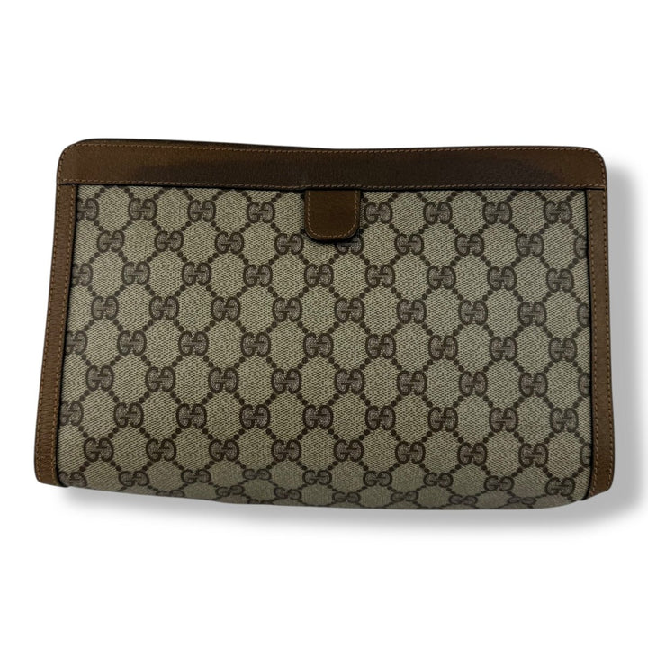 Gucci Canvas GG Monogram Beige Clutch Pouch Bag - Lux Central