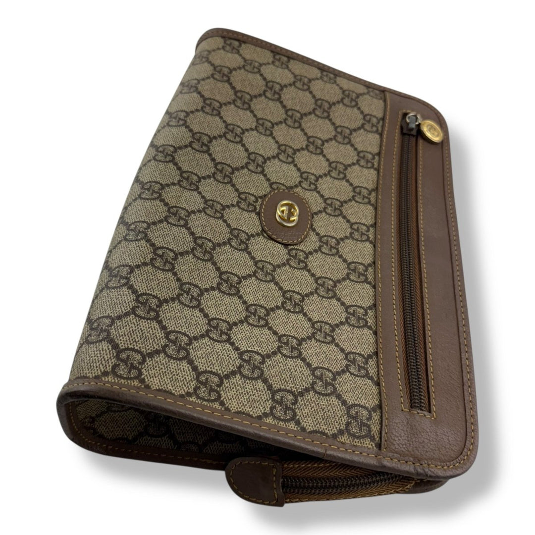 Gucci Canvas GG Monogram Beige Clutch Pouch Bag - Lux Central