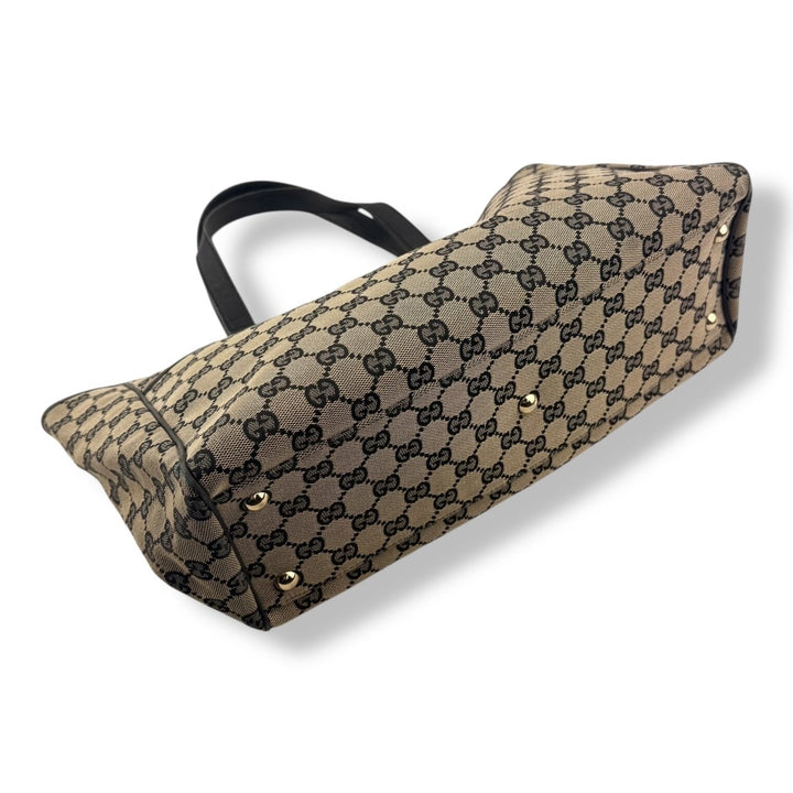 Gucci Canvas GG Monogram Beige/Black Tote Bag - Lux Central