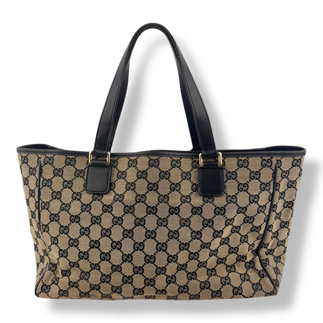 Gucci Canvas GG Monogram Beige/Black Tote Bag - Lux Central