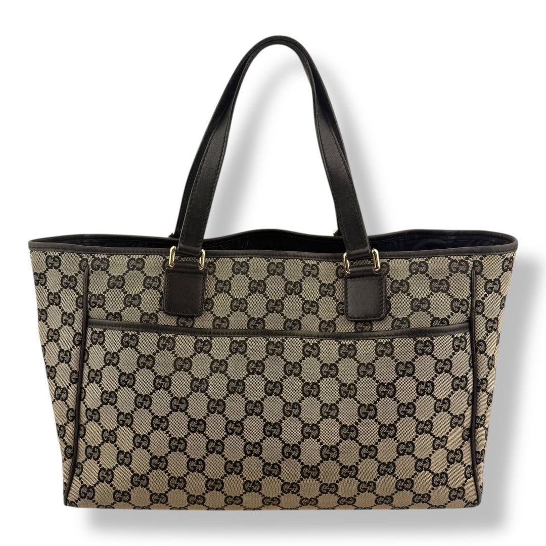Gucci Canvas GG Monogram Beige/Black Tote Bag - Lux Central