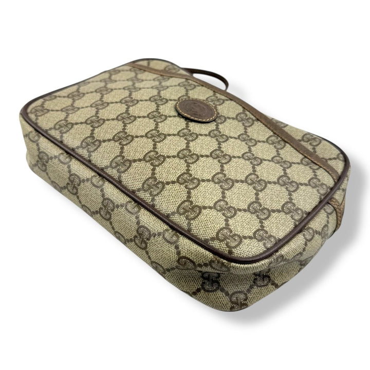 Gucci Canvas GG Supreme Beige Clutch Pouch Bag - Lux Central