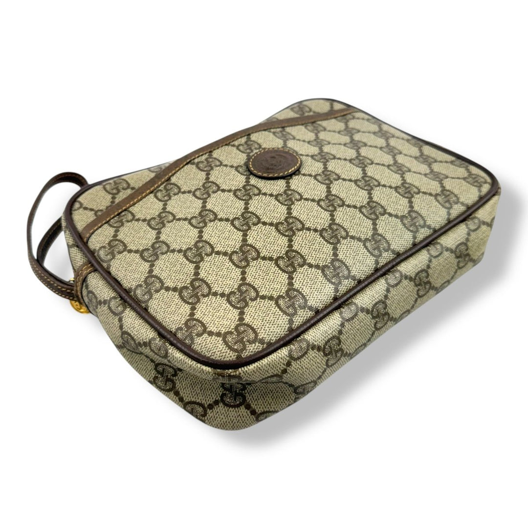 Gucci Canvas GG Supreme Beige Clutch Pouch Bag - Lux Central