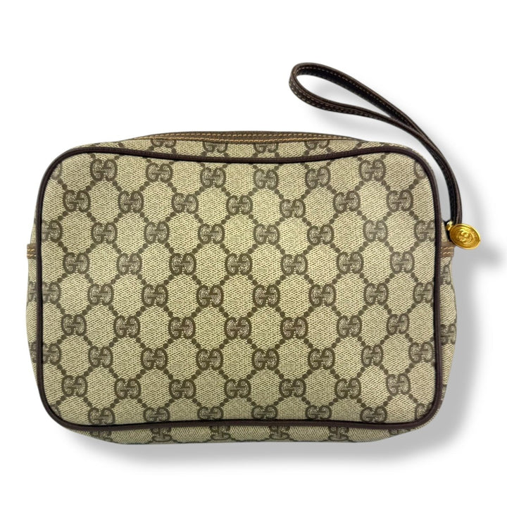 Gucci Canvas GG Supreme Beige Clutch Pouch Bag - Lux Central
