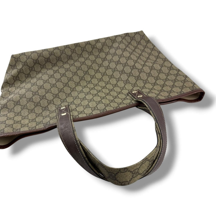 Gucci Canvas Sherry Beige\Brown Tote Handbag - Lux Central