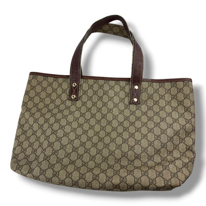 Gucci Canvas Sherry Beige\Brown Tote Handbag - Lux Central