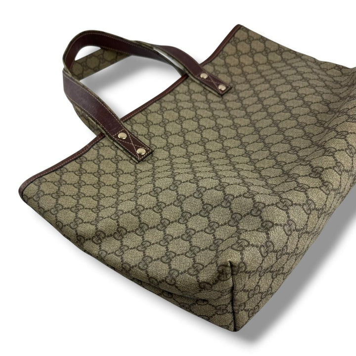 Gucci Canvas Sherry Beige\Brown Tote Handbag - Lux Central