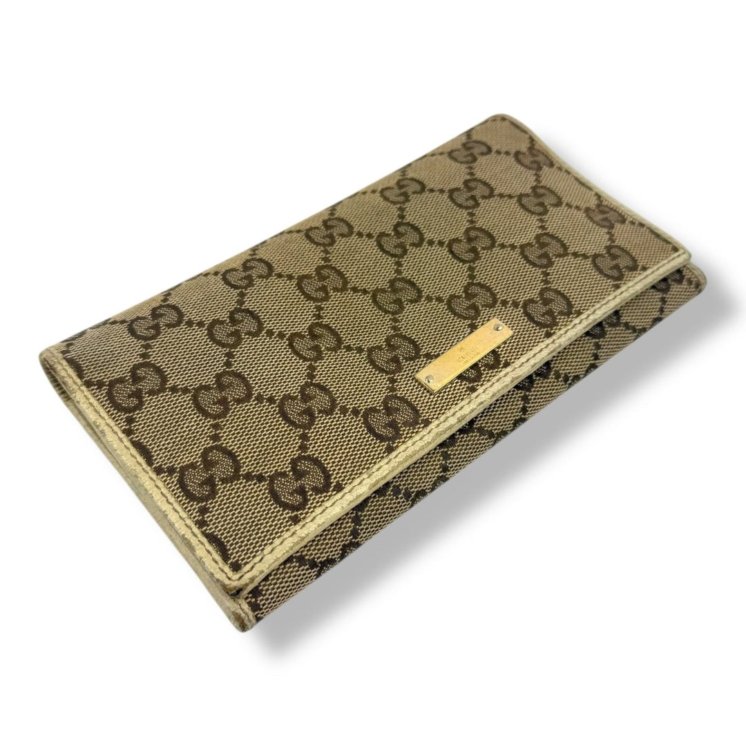 Gucci Continental Canvas Beige GG Monogram Femme Wallet - Lux Central