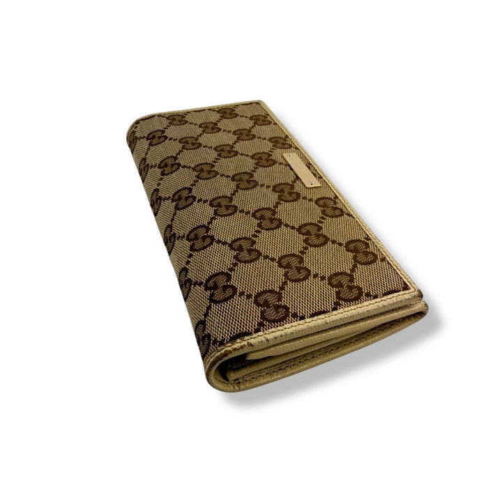 Gucci Continental Canvas Beige GG Monogram Femme Wallet - Lux Central