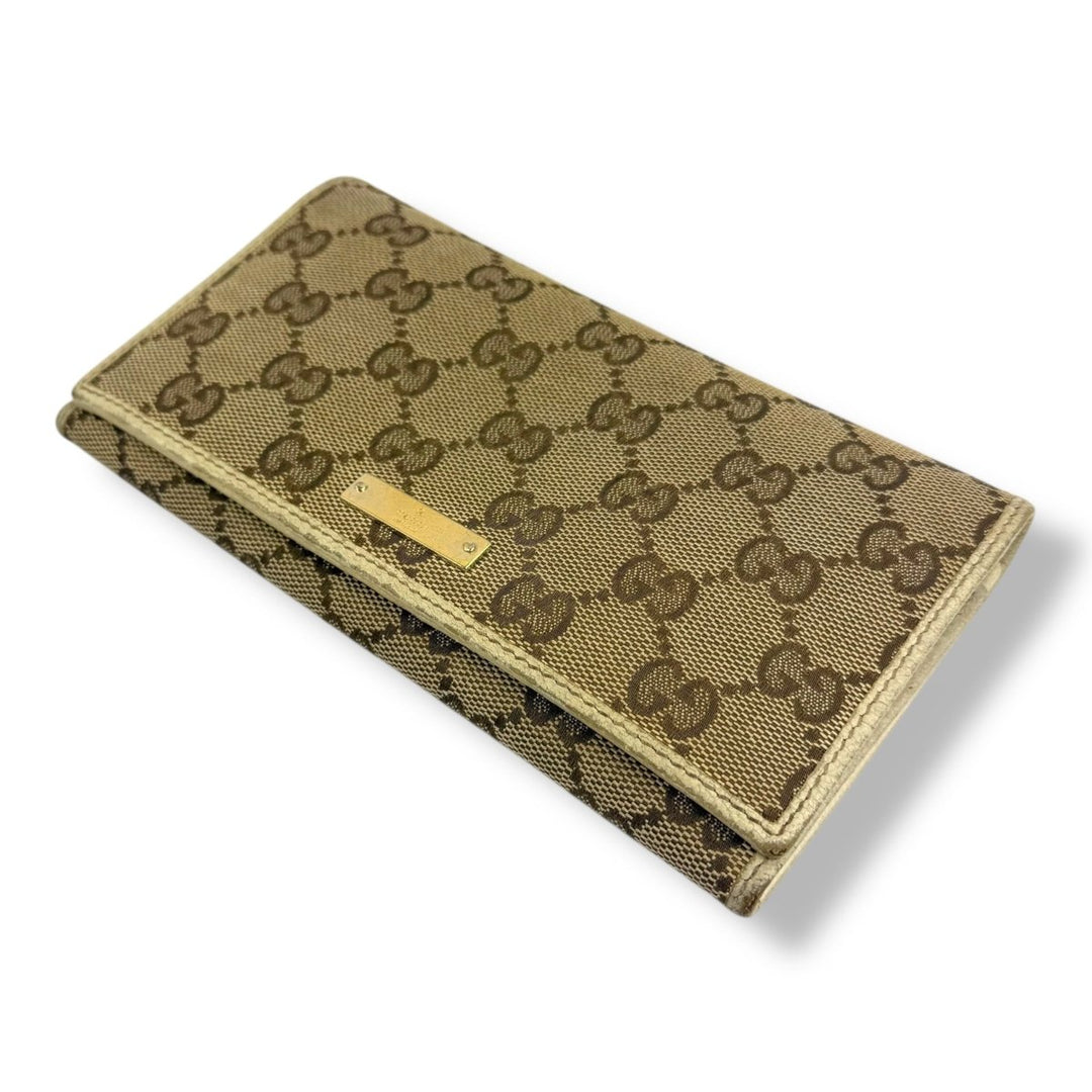 Gucci Continental Canvas Beige GG Monogram Femme Wallet - Lux Central
