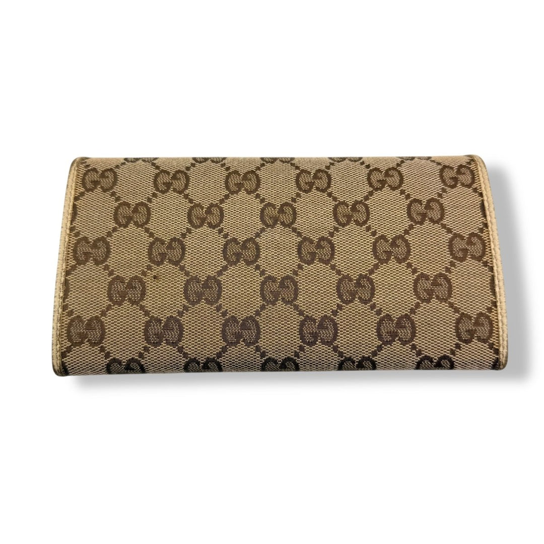 Gucci Continental Canvas Beige GG Monogram Femme Wallet - Lux Central