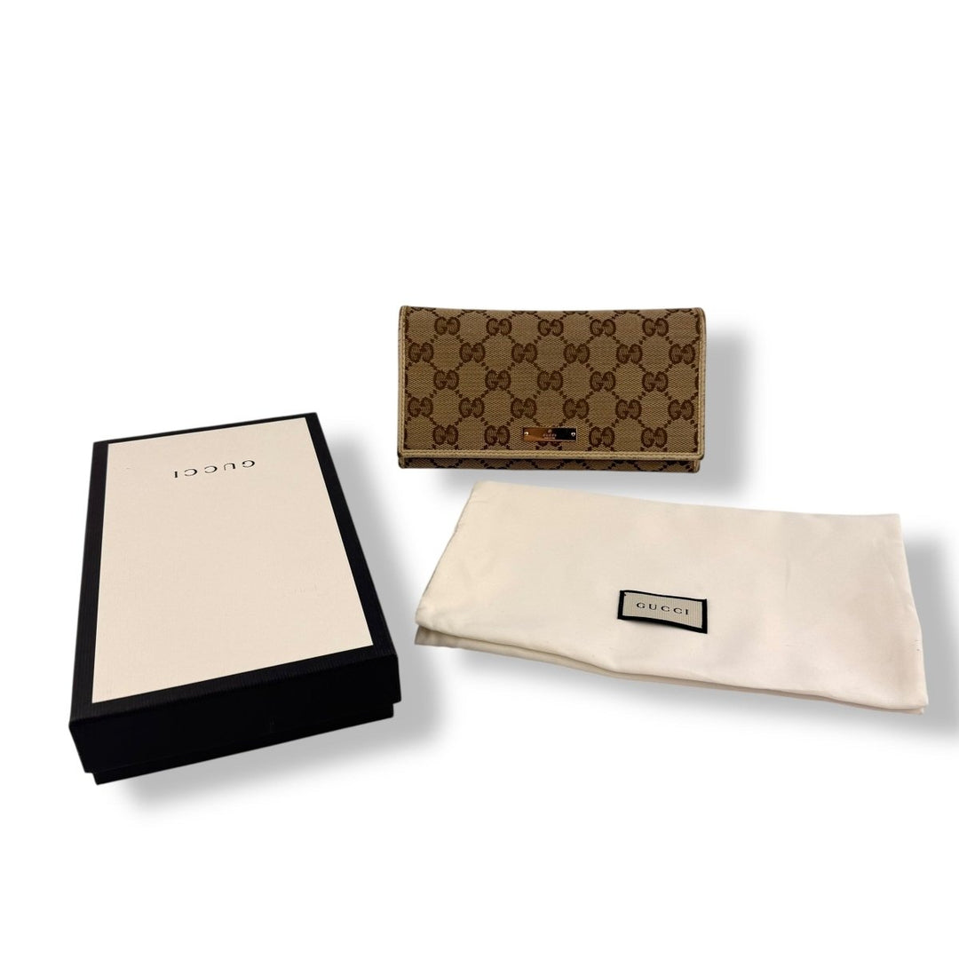 Gucci Continental Canvas Beige GG Monogram Femme Wallet - Lux Central