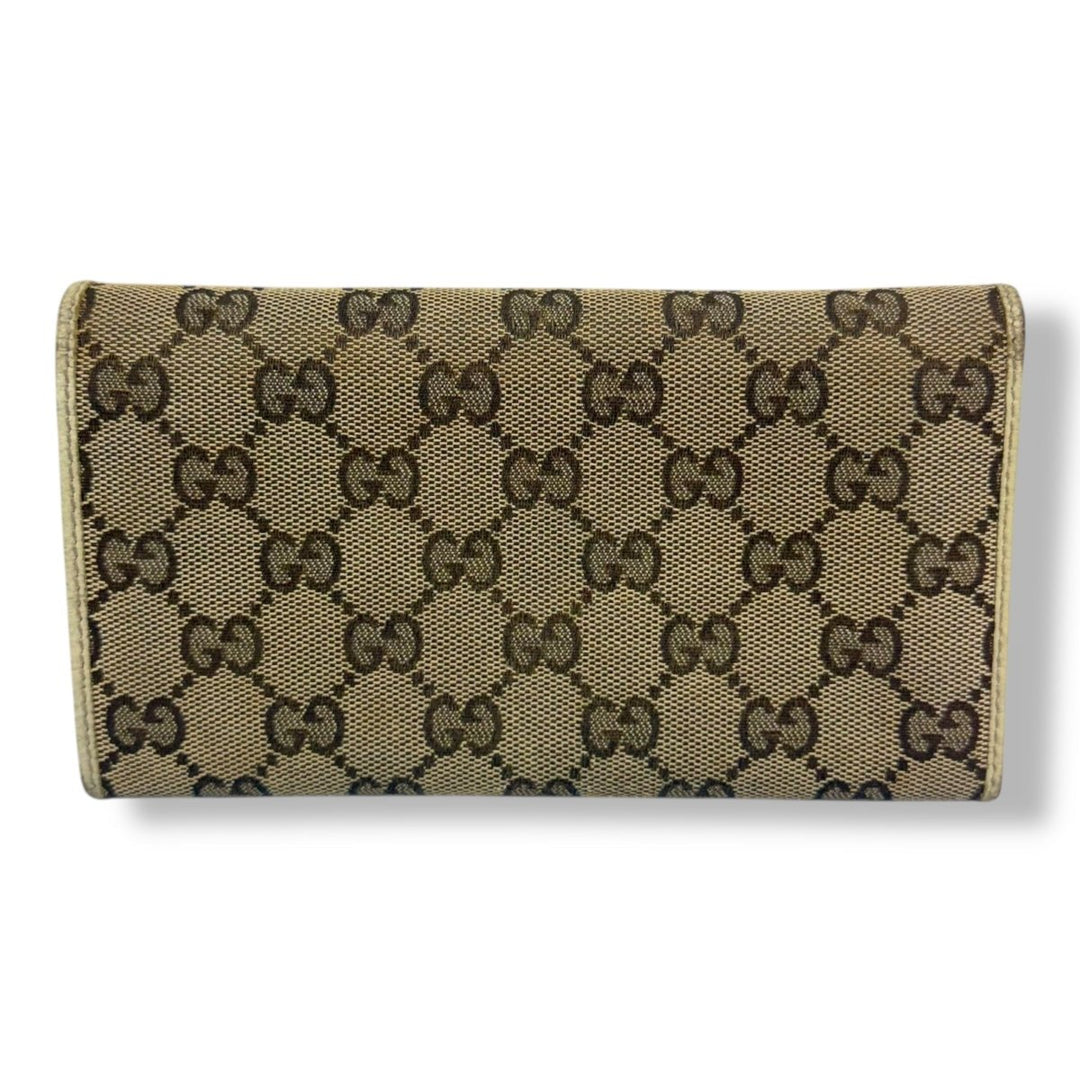 Gucci Continental Canvas Beige GG Monogram Femme Wallet - Lux Central