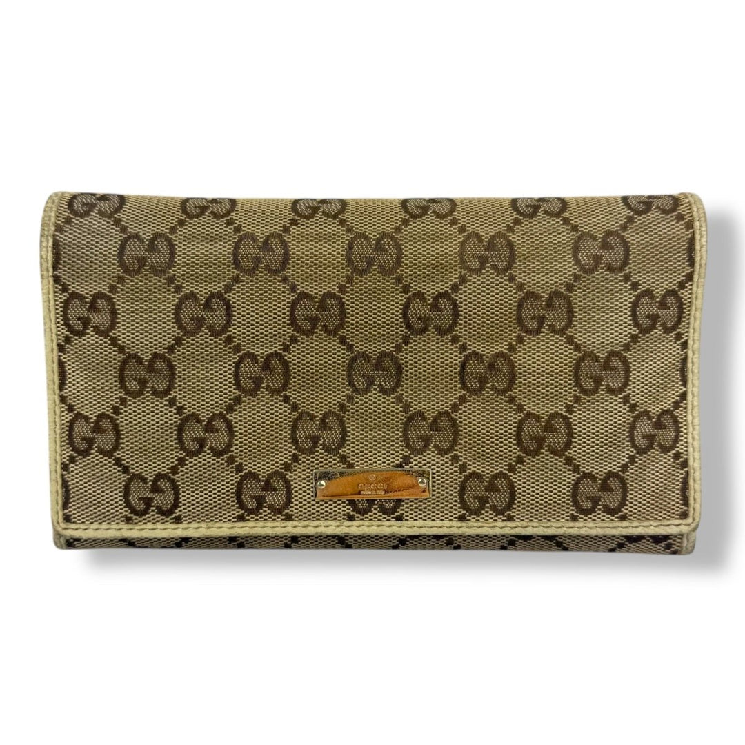 Gucci Continental Canvas Beige GG Monogram Femme Wallet - Lux Central