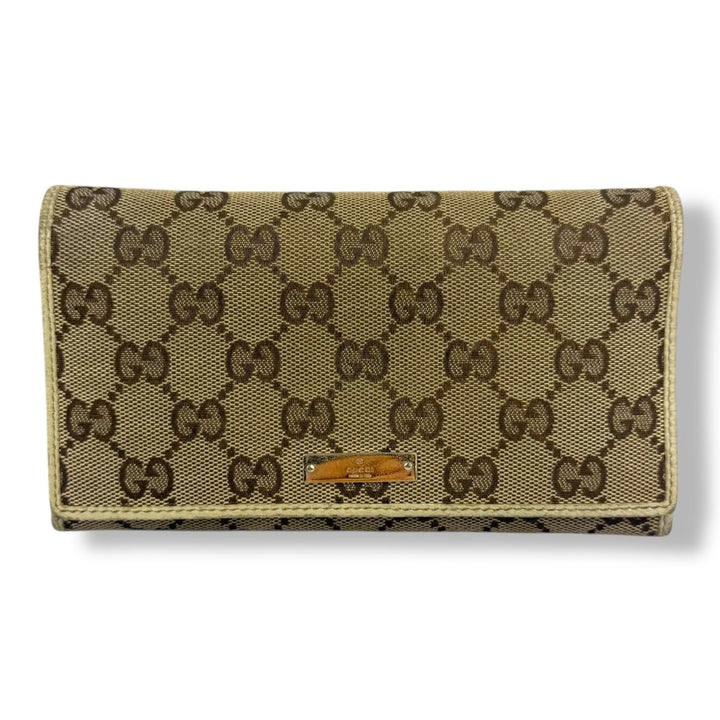 Gucci Continental Canvas Beige GG Monogram Femme Wallet - Lux Central