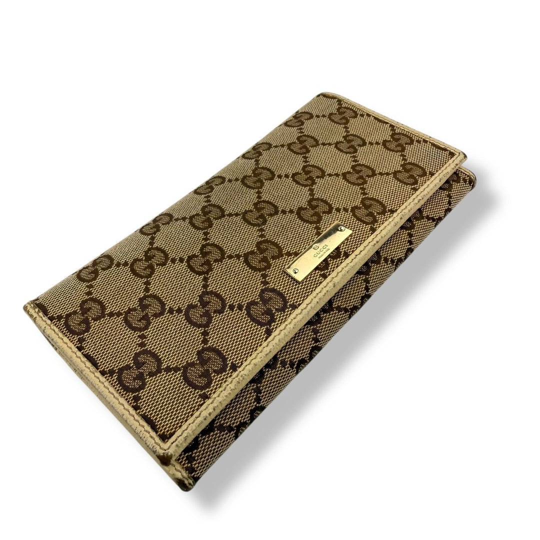 Gucci Continental Canvas Beige GG Monogram Femme Wallet - Lux Central