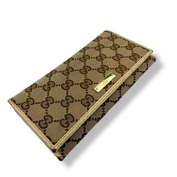 Gucci Continental Canvas Beige GG Monogram Femme Wallet - Lux Central