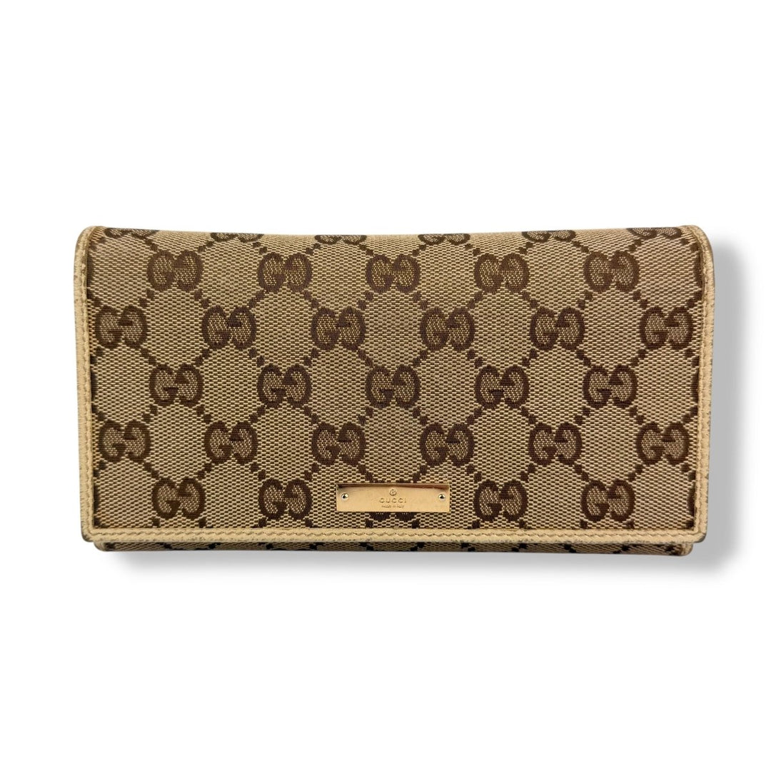 Gucci Continental Canvas Beige GG Monogram Femme Wallet - Lux Central