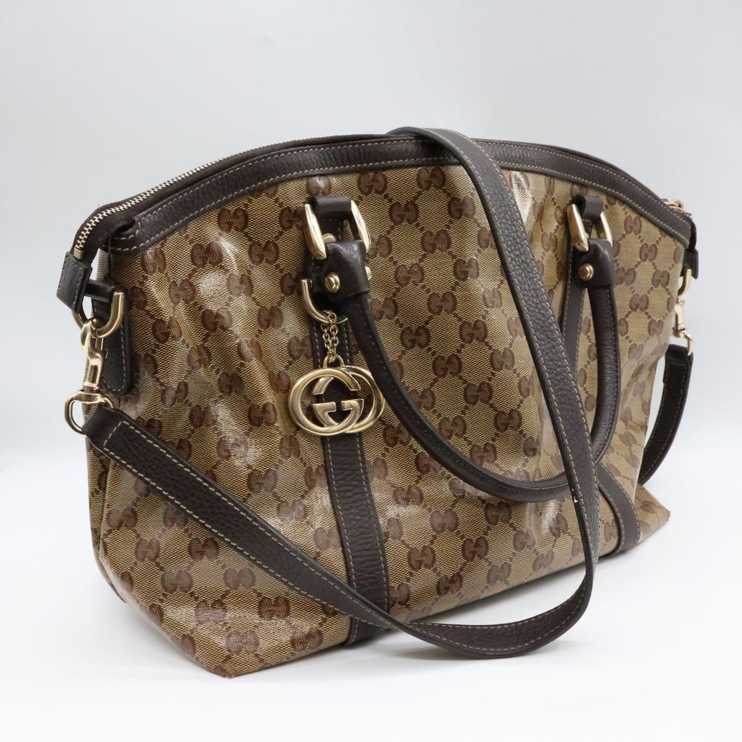 Gucci GG Bandouliere Supreme Crystal Beige Tote Handbag - Lux Central