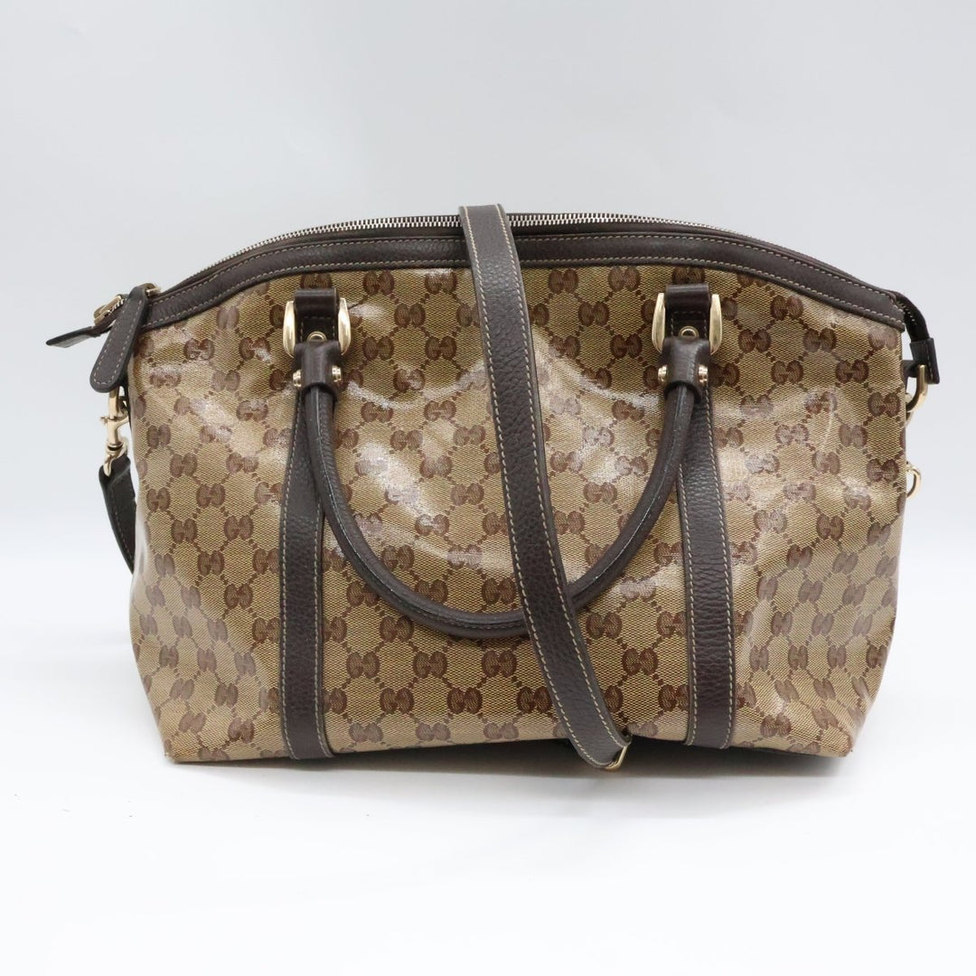 Gucci GG Bandouliere Supreme Crystal Beige Tote Handbag - Lux Central