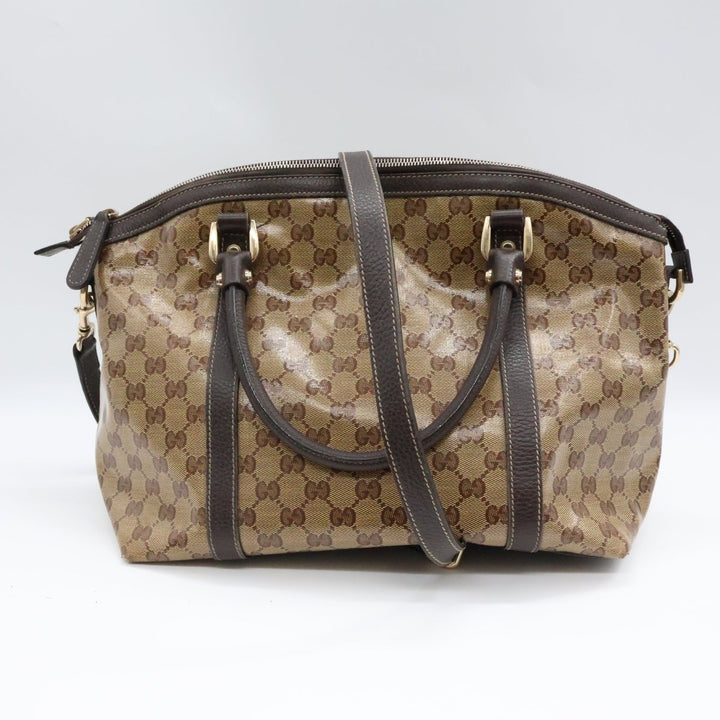 Gucci GG Bandouliere Supreme Crystal Beige Tote Handbag - Lux Central