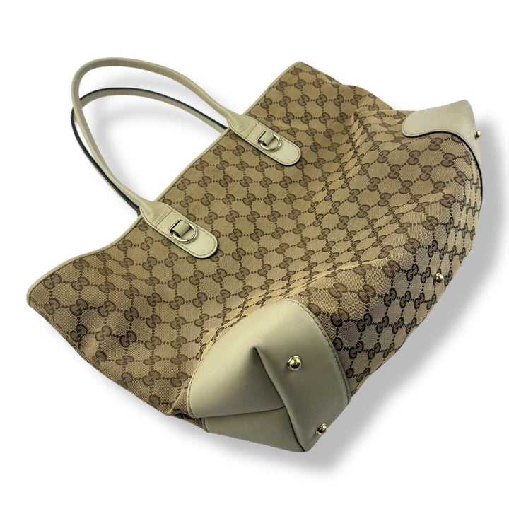 Gucci GG Beige Canvas Heart Tote Handbag - Lux Central