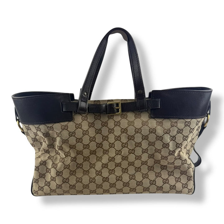 Gucci GG Beige Canvas Monogram Weekender Belt Bag - Lux Central